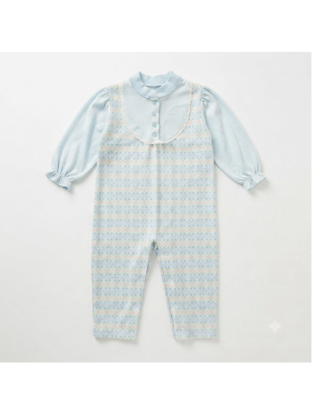 Vintage 70s 80s Health-tex Pointelle Thermal Sleeper One-Piece Sz 18M Made n USA